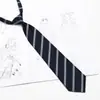 Jk academy estilo perezoso sin planchar camisa uniforme corbata mujeres rojo marrón rayado uniforme escolar corbata de color café atada a mano