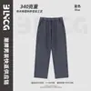 Calças casuais masculinas BG da moda 2026, peso pesado 340g, respiráveis, com textura waffle, corte solto, efeito lavado na neve, para o dia a dia