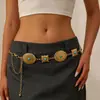 Cadena de Cintura Metálica Ovalada Empalmada Cuadrada Margarita Estilo Nuevo Transfronterizo Diseño de Nicho Sensación de Alta Gama Cinturón a Juego para Falda para Mujeres