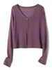 Cardigan com Decote em V para Proteção Solar Feminino, Verão Fino Soltinho Malha de Seda Gelada Peça Externa Xale Camisa para Ar Condicionado