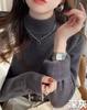 Suéter de Lã Cruzado Coreano e Japonês para Mulheres, Camada Interna de Lã Espessada para Primavera e Outono, Camisa Base de Gola Alta, Novo Top de Outono e Inverno