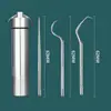 Acero Inoxidable 304 Palillo Palillo Artefacto Barril de Palillos para el Hogar Gancho Interdental Metálico Portátil Herramienta de Limpieza de Agujas