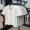 Camisa Polo de Manga Corta Fina de Seda para Hombre, Estilo Ralph Lauren, Camiseta Transpirable de Algodón y Lino con Cuello de Solapa