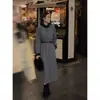 Vestido de Manga Larga Color-Block de Moda Nueva Primavera 2026, Ropa para Transmisión en Vivo y Distribución [Incluye Cinturón]