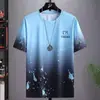 Camiseta Masculina Verão Nova Top Degradê Camiseta Fina Camiseta Básica Solta Casual plus size Secagem Rápida Manga Curta Roupa Masculina