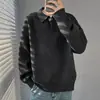 Suéter cinza com gola, estilo old money masculino, cor sólida, simples e versátil, suéter de tricô casual, pullover para homens