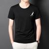 Camiseta de manga curta masculina de pescoço redondo primavera e verão estampada camiseta top roupas coreana moda masculina interior camisa base de verão para homens