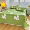 Conjunto de Tres Piezas de Seda Helada con Dibujos para Verano, Sábanas Refrigerantes Individuales/Dobles para el Hogar, Lavable a Máquina, Colchoneta Refrigerante para Dormitorio de Estudiantes con Aire Acondicionado