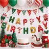 Bandeirola de Aniversário Estilo Desenho Animado Retrô de Natal Banner de Letras 3D Enfeite de Topo de Bolo Decoração Enfeite
