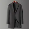 Nuevo Abrigo de Lana Pura para Hombre Otoño e Invierno, Abrigo de Lana Doble Faz de Longitud Media con Cuello de Solapa para Hombres Jóvenes y de Edad Media
