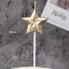 Vela de Aniversário Decorativa em Formato de Coração e Estrela, Embalada em Caixa de PVC, Vela Criativa Romântica em Formato de Coração com Pedras tipo Diamante, Banhada a Ouro