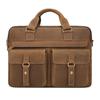 Bolso de hombre de cuero genuino personalizado, bolso vintage de cuero de Caballo Loco, bolso cruzado de hombro, maletín de cuero de vaca de capa superior.