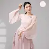 Collant de Dança Clássica com Véu de Borboleta e Mangas Sino Grandes, Roupa de Prática, Traje de Dança Nacional Chinesa, Top Feminino