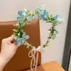 Coroa de Flores Rosa Fada Headpiece Faixa de Cabeça Estilo Mori Menina Adulta Flores Artificiais Faixa de Cabeça Acessórios de Cabelo Flor na Cabeça Adereços para Fotos