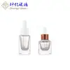 Frasco de Vidro Transparente Quadrado de 15ml para Óleo Essencial Frasco Amostra em Estoque Líquido Essencial Cosméticos Solução Original Frasco de Vidro com Conta-gotas