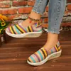 Comercio Exterior Transfronterizo Tallas Grandes Primavera y Otoño Nuevos Zapatos de Lona Rayados Casuales Punta Redonda Zapatos de Agitar Cómodos Ligeros Zapatos para Mamá para Mujer