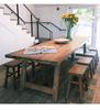 Mesa de comedor y silla de madera maciza de estilo americano, combinación de escritorio de troncos, mesa de comedor para sala de estar, mesa larga retro rectangular para el hogar, mesa de veta de madera