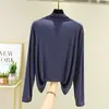 Nueva Camiseta de Modal con Cuello Alto a Media Altura para Mujer, Camisa Base de Manga Larga para Primavera y Otoño, Ropa Exterior Delgada Adelgazante Talla Plus