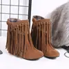 34-48 Talla Grande Zapatos de Mujer Nuevas Botas Cortas Botines Casuales de Borlas para Mujer Botas para Mujer de Comercio Exterior Transfronterizo Botas Cortas