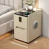 Mesita de noche inteligente de madera maciza ultraestrecha, mueble de noche multifuncional de lujo ligero minimalista moderno para dormitorio, con carga inalámbrica