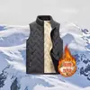 Chaleco de Lana de Cordero para Hombre Otoño e Invierno Acolchado Grueso Ropa Exterior Cálida Juventud Negro Holgado Sin Mangas Chaqueta Ropa Exterior