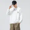 Moletom com gola redonda estampado estilo americano para homens, tendência de outono, casual jovem, solto, manga longa, blusa base pesada para vestir por cima