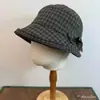 Sombrero de Pescador con Borde Enrollado Estilo Japonés para Mujer, Sombrero de Sol a Cuadros Estilo Británico para Primavera y Verano, Plegable y Portátil, Sombrero de Cubo con Protección Solar que Hace que la Cara Parezca Más Pequeña