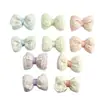 Tecido Bordado de Renda Doce de Início de Primavera Laço Estilo Fresco Preenchido com Algodão Acessório de Cabelo 3D Broche Acessórios para Roupa Sapato e Chapéu