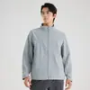 Chaqueta soft shell con cuello alto para hombre, protectora para exteriores, impermeable, transpirable, color liso, ligera, talla grande, forro polar fino, abrigo de moda nuevo estilo
