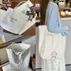 Bolso Nuevo Estilo 2025 Lona Bordada por Ambos Lados Estilo Coreano Estilo Ins Bolso Tote Casual de Hombro Grande