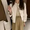 Shandali Didi Casual Nova Roupa de Trabalho Estilo Coreano Jaqueta Camisa Design Gola Alta Curta Versátil Top Versão Coreana Camisa