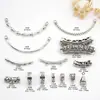 Accesorios de Cuentas Espaciadoras de Plata Antigua de Tres Vías Codo Hueco Colgante Cabeza Joyería Material DIY Pulsera Media Pulsera Accesorios para Collares