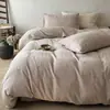 Juego de tres o cuatro piezas de gasa de algodón de doble capa bordada, estilo crema, fresco y sencillo, al por mayor, ropa de cama transpirable y amigable con la piel para camas individuales y dobles