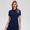 Camiseta de Yoga de Nuevo Estilo Transfronteriza para Mujer con Cuello Polo de Golf Top para Deporte al Aire Libre Running Tenis
