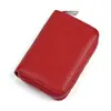 Porta Cartões Pequeno Mini Vermelho Porta Cartões Longo Portátil Anti-Roubo Couro de Vaca Granulado Bolsa com Zíper para ID