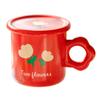 Taza de cerámica con flores, bonita taza con tapa, taza de agua para parejas, taza de mujer, diseño con sentido del hogar, taza de café estilo