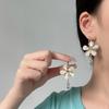 Aretes Elegantes de Moda con Círculo Redondo y Flores para Mujer, Pendientes Largos Coreanos con Colgante, Incrustados con Diamantes, Populares en Internet, Personalizados y Simples para Niña