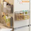Estante de Almacenamiento para Film Transparente Canasta de Almacenamiento para Colgar en el Lado del Refrigerador Caja Organizadora de Condimentos para Huecos de Cocina sin Agujeros
