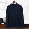 Novo Suéter Masculino de Caxemira Outono e Inverno Gola Redonda Malha Jacquard Grossa de Cinco Fios Camisa Básica Tricotada Casual de Negócios Solta