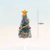 Cartão de Decoração de Bolo de Natal Anel de Palha Folha Papai Noel Boneco de Neve Veado Árvore de Natal Plug-ins para Bolo