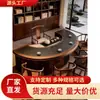 Novo Conjunto de Mesa de Chá Semicircular de Madeira Maciça e Pedra Ardósia Estilo Chinês para Escritório, Mesa de Chá de Sala de Chá de Alto Padrão, Novo Modelo 2026, Premium