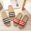 Zapatillas de Lino para el Hogar Four Seasons Zapatillas de Piso para Pareja Full Lino Suela Suave Frescas para el Verano H-2 Cómodas Estilo Pareja