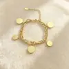 Pulsera de doble cadena de acero de titanio de moda transfronteriza europea y americana para mujer, simple y versátil, estilo ins, a la moda, lujo ligero, pulsera personalizada