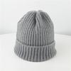 Chapéu de tricô liso infantil outono e inverno mesmo estilo chapéu de lã moderno para bebês meninos chapéu de puxar
