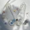 Zapatos de Gelatina Transparentes Nuevos Coreanos Accesorios Zapatos Flor Cristal Zapatos Decoración Superior Flores Cristal Lentejuelas Fuegos Artificiales DIY