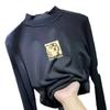 Camiseta básica de terciopelo de doble cara para niños de invierno, nueva de otoño e invierno, para niños medianos y grandes, de cuello alto, cálida, camiseta, moda infantil