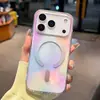 Funda de Teléfono Magnética con Gradiente de Neón Adecuada para Apple 17Promax Moderna 16 Antideslizante Anticaída 15 Fuerte Atracción Magnética 13
