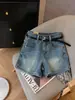Moda de estilo coreano, shorts de mezclilla para mujer, verano 2026, de cintura alta, línea A, adelgazantes, tallas grandes, hot pants que cubren la cadera para figuras petite