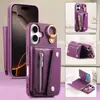 Funda de Cuero Liso con Recubrimiento en Spray para iPhone Apple 18 con Ranura para Tarjeta Estilo Cartera Funda para Teléfono 16 con Cremallera Metálica 13 Tapa abatible de Cuero