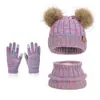 Conjunto de Tres Piezas de Invierno para Bebé Tejido, Bufanda y Guantes Europeos y Americanos, para Niños de 4-10 Años, Sombrero de Lana Cálido para Niños